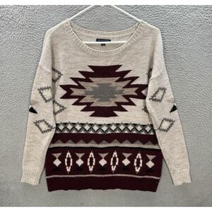 American Eagle Sweater Womens Medium Multicolor Knit Geometric Aztec Wool Blend